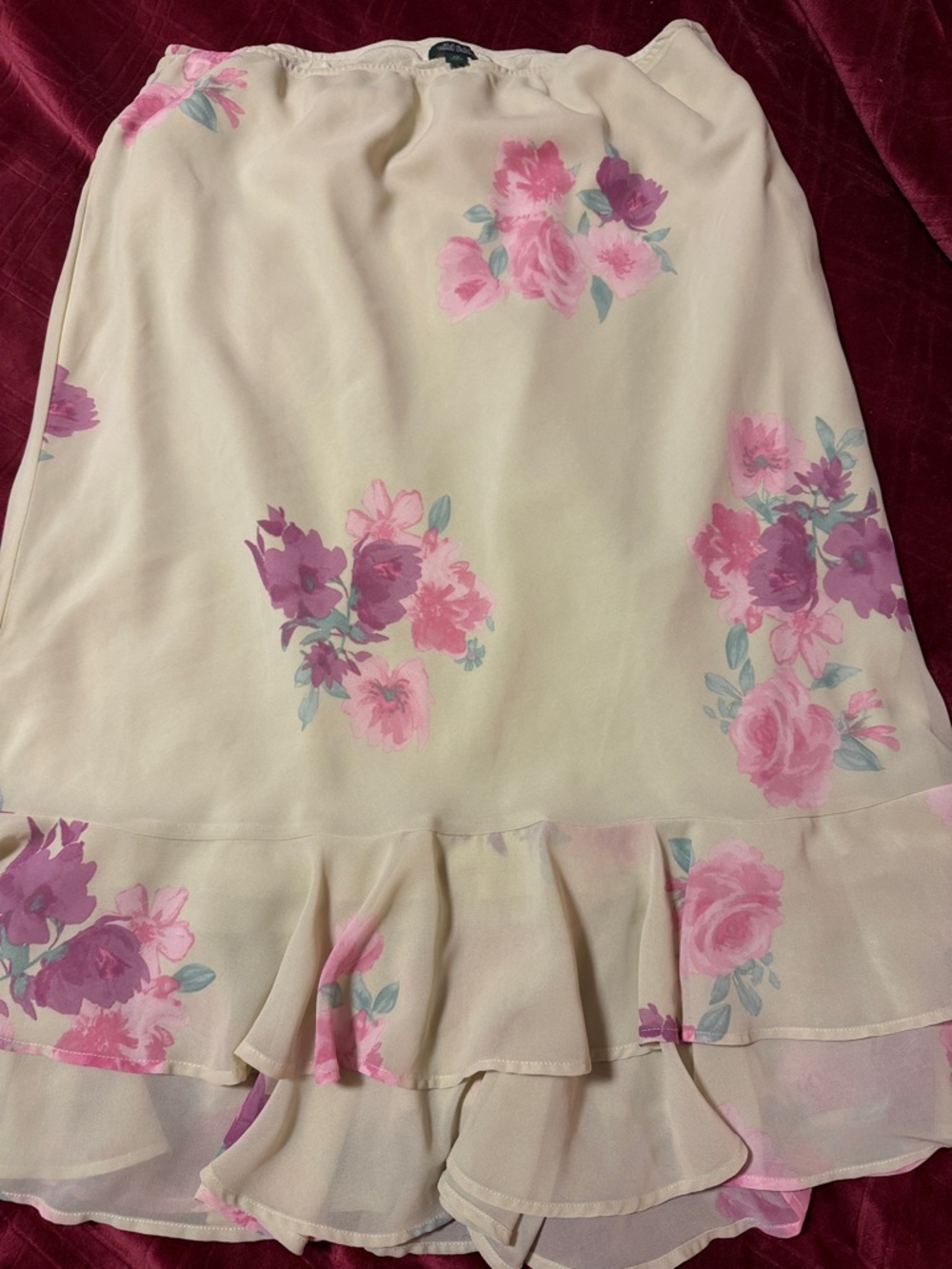 wild fable Pink Floral Ruffle Hem High-Low Skirt